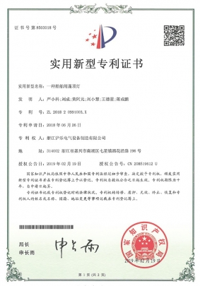 2.8 一种船舶用蓬顶灯-适用新型专利证书